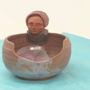 Vintage Japanese flair Handmade/ Studio Wheel Thrown and glazed  bowl